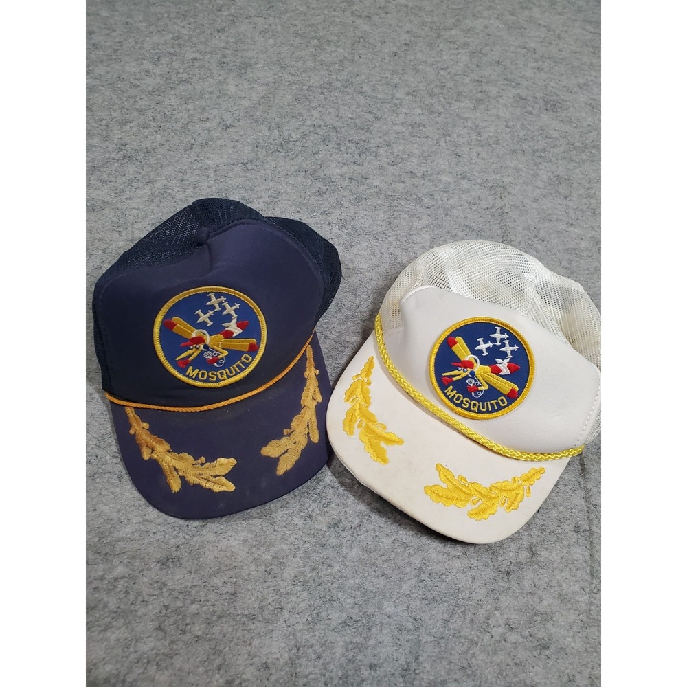 Vintage Mosquito Airplane Pilot SnapBack Foam Mesh Trucker Hat Lot Of 2